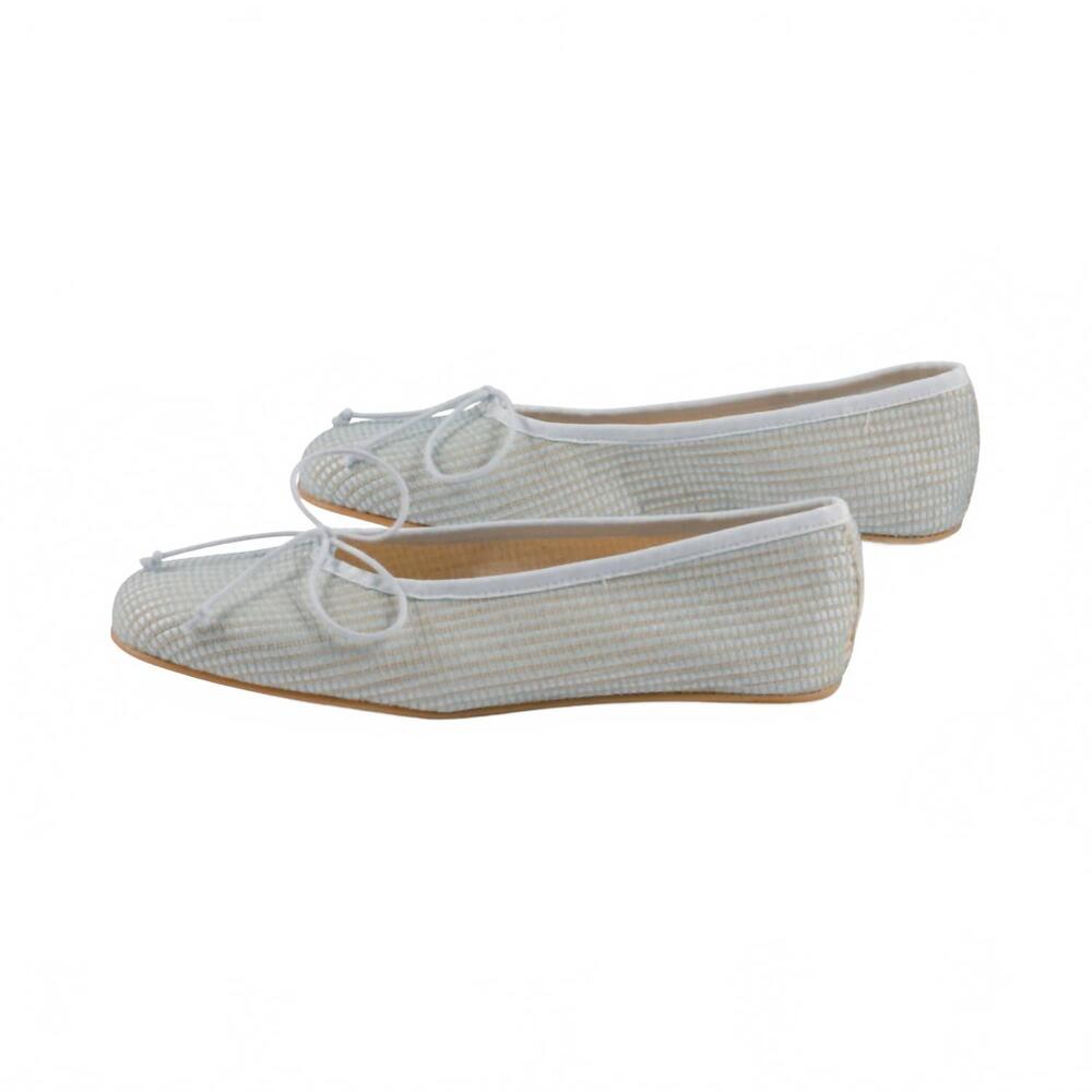 NEW PAPANATAS women's raffia ballerina flats in blue